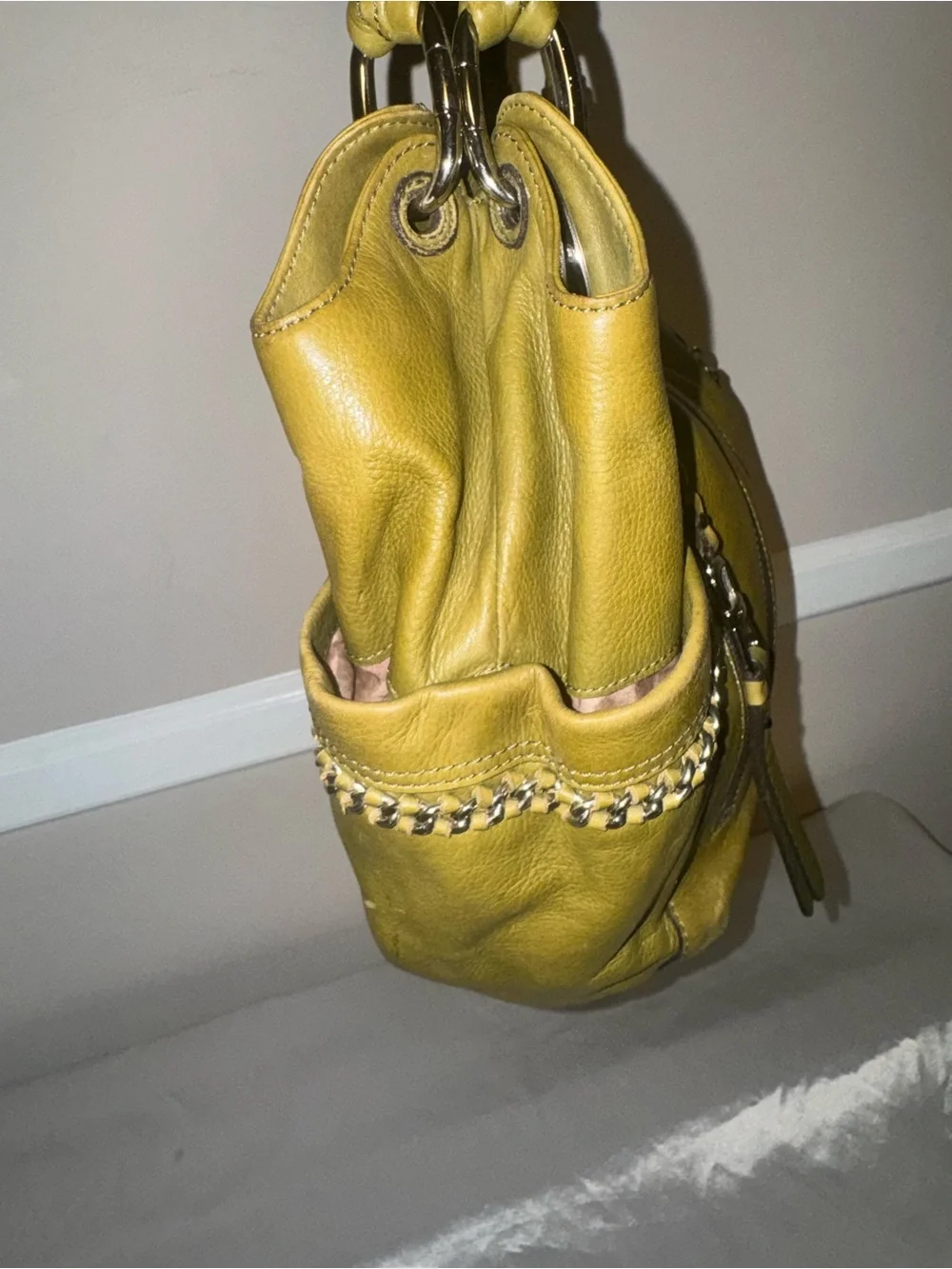 Olive Green Leather Shoulder Bag